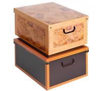 SET 2 Cajas organizadoras de almacenamiento ropa, almacenaje decorativas en carton, 40x50x25cm, para armario, baul, bolsas, ropa, juguetes, jardineria, con tapa, MIX