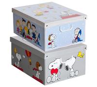 SET 2 Cajas organizadoras SNOOPY MIX, de almacenamiento ropa, almacenaje decorativas en carton, 39x50x24cm, para armario, baul, bolsas, ropa, juguetes, jardineria, con tapa, MIX1