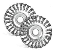 Set 2 Cepillos Redondos,Ø125x22 mm Cepillo Acero para Amoladora Angular,Cepillo redondo tejido,Cepillo Disco,Cepillo alambre acero,Con cerdas cepillo alambre trenzado,Para brocas amoladoras angulares