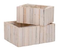 Set 2 Cestos Rectangulares de madera marrónes