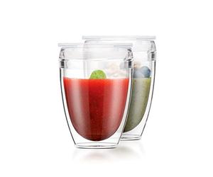 Set 2 gobelets BODUM - Pavina To Go - Double paroi plastique - Couvercle hermétique - 30 cl - Transparent