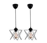Set 2 Lámparas de techo, lámpara de metal forma de prisma, negro, colección Bled, 21x21x60, casquillo E 27 Max 45 - 60