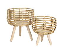 SET 2 MACETEROS MIMBRE C/PIES