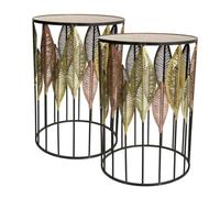 Set 2 mesas auxiliares de metal doradas