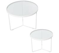 SET 2 MESAS METAL BLANCO/CRISTAL_°60X45+°45X38CM