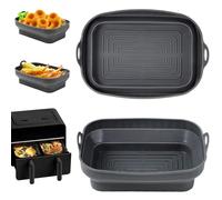 Set 2 Moldes Silicona para Freidora de Aire/Doble Zona: Plegables, Rectangulares, Resistentes al Calor & Antiadherentes. Compatibles con Tefal, COSORI, etc.