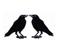 Set 2 Pcs American Black Crow Raven Birds Kids Cartoon Iron on Patch Embroidered Patch Supplies for Jacket Bags Jeans Backpack Clothes DIY
