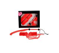Set 2 pzs látigo negro + esposas rojo satén