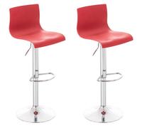 CLP Set 2X Taburetes De Bar Hover con Asiento De Polipropileno I 2 Taburetes Regulables En Altura I 2 Taburetes Altos Giratorios I Color:, Color:Rojo