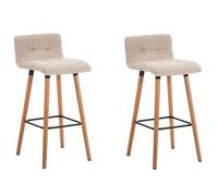 Set De 2 Taburetes De Bar Lincoln En Tela I 2 Taburetes Altos Estilo Nórdico I 2 Taburetes De Cocina con Respaldo & Reposapiés I Color:, Color:Crema, Color del Marco:Natura