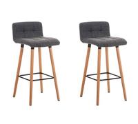 Set De 2 Taburetes De Bar Lincoln En Tela I 2 Taburetes Altos Estilo Nórdico I 2 Taburetes De Cocina Con Respaldo & Reposapiés I Color:, Color:gris claro, Color del marco:natura