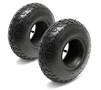 Set 2x cubiertas 2x cámaras aire tractor cortacésped carro jardín 11x4.00-4 4PR Válvula angular