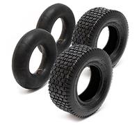 Set 2x cubiertas 2x cámaras aire tractor cortacésped carro jardín 18x8.50-8 4PR Válvula angular