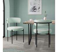 ML-Design Juego de 2 Sillas de Comedor Asientos Tapizados en Tejido Teddy Verde y Patas de Metal Negro Muebles Ergonómicos Elegantes Sillón de Diseño Moderno para Mesa de Salón, Escritorio o Cocina