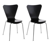 CLP Set 2X Sillas de Visita Calisto I Juego de 2X Silla de Comedor con Asiento de Madera I 2X Silla de Cocina con Base de Metal, Color:Negro