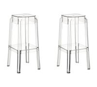 Set 2 Taburetes Fox Con Estructura De Polipropileno I 2 Taburetes Modernos Con Reposapiés I 2 Taburetes Con 160 kg Cap. De Carga I Color:, Color:transparente