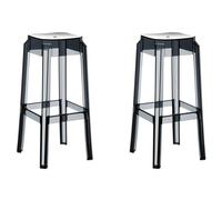 CLP Set 2 Taburetes Fox con Estructura De Polipropileno I 2 Taburetes Modernos con Reposapiés I 2 Taburetes con 160 kg Cap. De Carga I Color:, Color:Negro