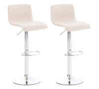 CLP Set De 2 Taburetes Hover Tapizados En Tela I 2 Sillas Altas De Bar con Altura Regulable, Color:Crema, Color del Marco:Cromado
