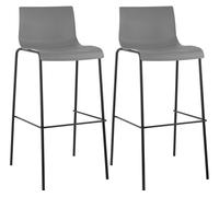 Set 2x taburete hover con asiento de plástico & base de metal gris 48x43x100 cm
