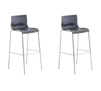 CLP Set de 2 Taburetes De Bar Hover con Asiento De Polipropileno, Color:Gris, Color del Marco:Cromado