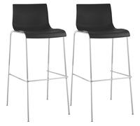 CLP Set de 2 Taburetes De Bar Hover con Asiento De Polipropileno, Color:Negro, Color del Marco:Cromado