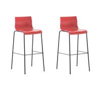Set 2x taburete hover con asiento de plástico & base de metal rojo 48x43x100 cm