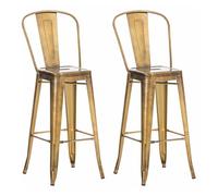 CLP Set 2x Taburete Industrial Aiden I 2 Taburetes Metálicos con Respaldo & Reposapiés I 2 Taburetes Altos en Estilo Industrial I Color:, Color:oro