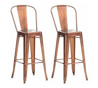 CLP Set 2x Taburete Industrial Aiden I 2 Taburetes Metálicos con Respaldo & Reposapiés I 2 Taburetes Altos en Estilo Industrial I Color:, Color:cobre