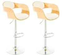 Set 2X Taburetes de Bar Kingston en Cuero Sintético I 2X Taburetes Regulables en Altura & Giratorias I Color:, Color:Natural/Blanco
