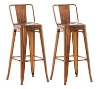 CLP Set De 2 Taburetes Mason En Metal I 2 Taburetes Retro con Respaldo & Reposapiés I 2 Sillas Altas En Estilo Industrial I Color:, Color:Cobre