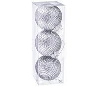Set 3 Bolas Navidad 80 mm Lentejuelas Plata