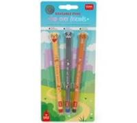 Legami - Set de 3 Bolígrafos Gel Borrables Fur-ever Friends, Bolígrafos con Tinta Borrable Termosensible, Negro, Azul, Rojo, Borrar Sin Consumir la Hoja, Punta 0,7 mm