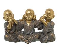 Set 3 budas de la sabiduria en una Pieza Resina Dorado 16x7x10cm