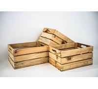 Set 3 Cajas de Almacenamiento con Asas Sam, Madera, Natural, Naturaleza, Medidas: 35x25x20cm. Incluye Regalo Imán Exclusivo Personalizable.