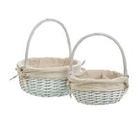 Set 3 cestas de mimbre blanco forrado