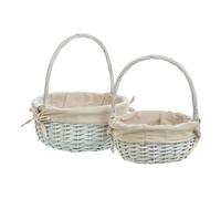 Set 3 cestas de mimbre blanco forrado