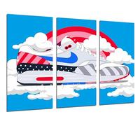 Set 3 cuadros decorativos para pared, Decoración Salón Modernos, Dormitorios, Habitación, impresión sobre madera con colgadores, zapatillas Nike Air Max, (97 x 62 cm)
