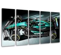 Set 3 cuadros decorativos para pared, Decoración Salón Modernos, Dormitorios, Habitación, impresión sobre madera con colgadores, Coche Formula 1 2024 Aston Martin AMR24, Fernando Alonso, (165 x 62 cm)