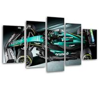 Set 3 cuadros decorativos para pared, Decoración Salón Modernos, Dormitorios, Habitación, impresión sobre madera con colgadores, Coche Formula 1 2024 Aston Martin AMR24, Fernando Alonso, (165 x 62 cm)