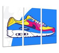 Set 3 cuadros decorativos para pared, Decoración Salón Modernos, Dormitorios, Habitación, impresión sobre madera con colgadores, zapatillas Nike Air Max, (97 x 62 cm)