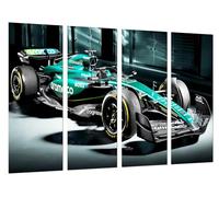 Set 3 cuadros decorativos para pared, Decoración Salón Modernos, Dormitorios, Habitación, impresión sobre madera con colgadores, Coche Formula 1 2024 Aston Martin AMR24, Fernando Alonso, (131 x 62 cm)