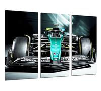 Set 3 cuadros decorativos para pared, Decoración Salón Modernos, Dormitorios, Habitación, impresión sobre madera con colgadores, Coche Formula 1 2024 Aston Martin AMR24, Fernando Alonso, (97 x 62 cm)