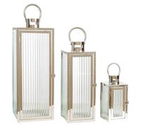 SET 3 FAROLES METAL PLATEADO
