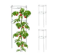 Relaxdays Set 3 Jaulas Tomates, Soporte Plantas Trepadoras, Tutores Enredadera Redondos, 76 x 26 cm, 2 Anillos, Verde, Látex