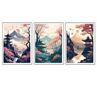 Set 3 Láminas A4 Decorativas Pared para Cuadros Decoración Salón Modernos, Dormitorios, Habitación, SIN Marco, Oriental, Japones, Chino, (29,7 x 21 cm)