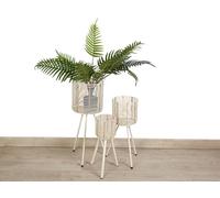 SET 3 MACETEROS C/PATAS METAL/RATTAN