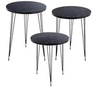 SET 3 MESAS AUX. MADERA/METALNEGRO +72286, REQUIERE MONTAJE_°38X53+°38X49+°38X45CM