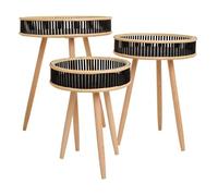 Set 3 mesas esquineras de bambú y madera negras