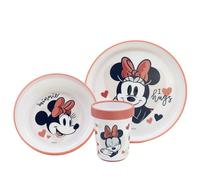 SET 3 PCS VAJILLA PREMIUM BICOLOR ANTIDESLIZANTE MINNIE MOUSE HEART FULL