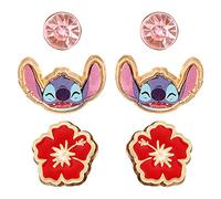 Set 3 Pendientes Stitch Flor